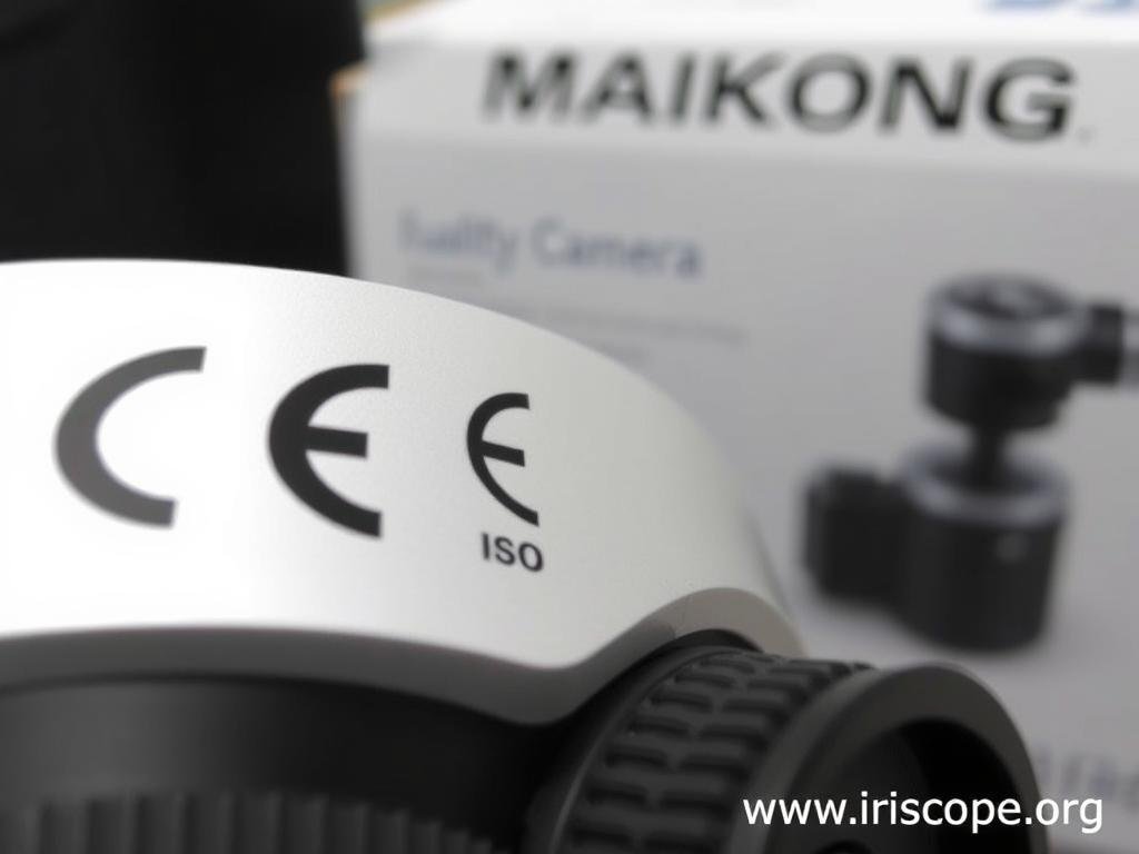 CE and ISO certification marks on MAIKONG iridology camera