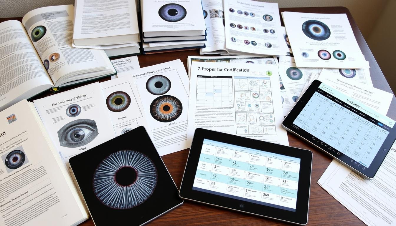 Comprehensive iridology training program showing in-depth study materials and practice sessions