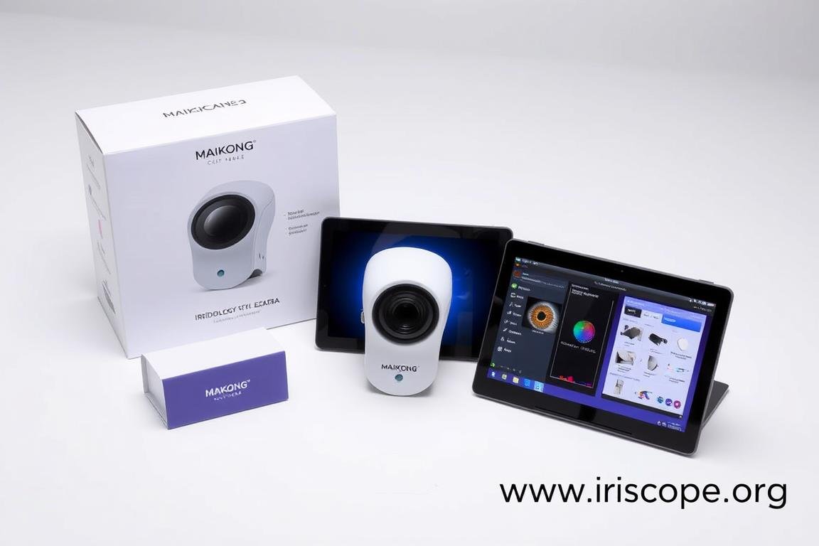 Customization options for MAIKONG Iridology Camera including branded packaging and software