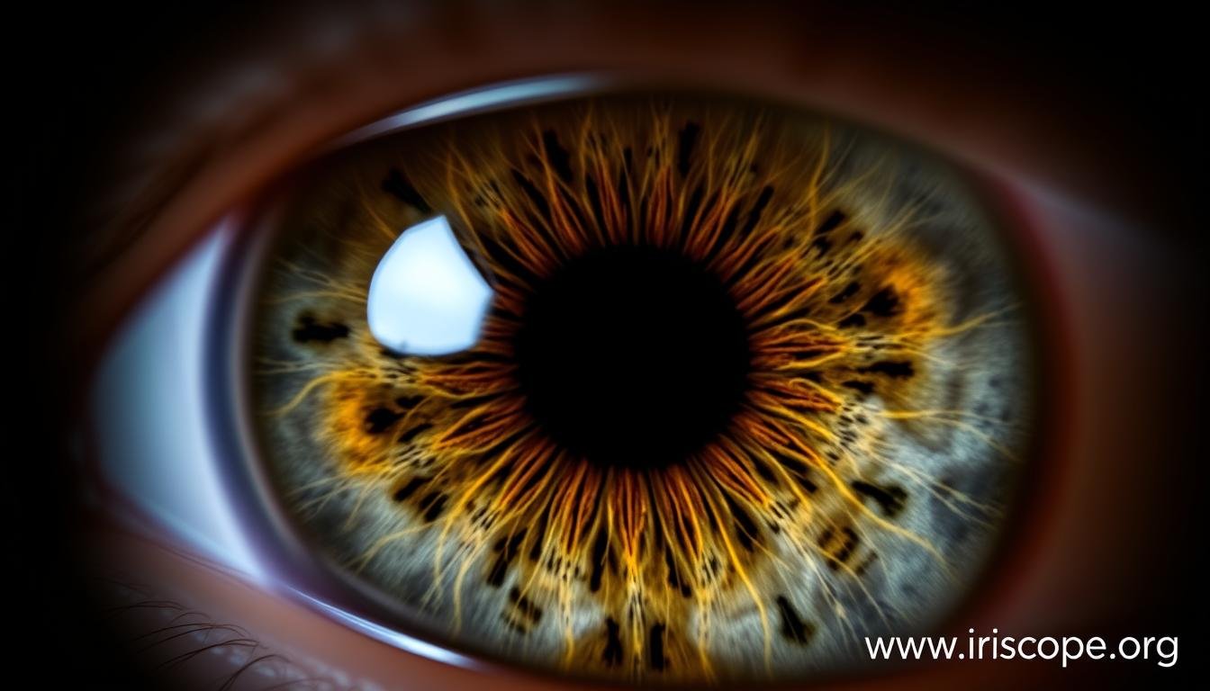 Understanding Resolution and Magnification in Iridology Camera Technology 15 High-resolution iris image captured with professional iridology camera showing detailed iris fibers and markings