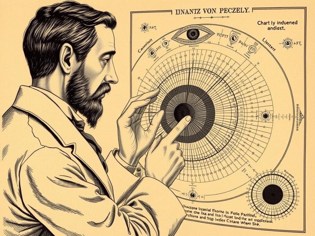 Historical illustration of early iridology visual diagnosis practice Historical illustration of early iridology visual diagnosis practice