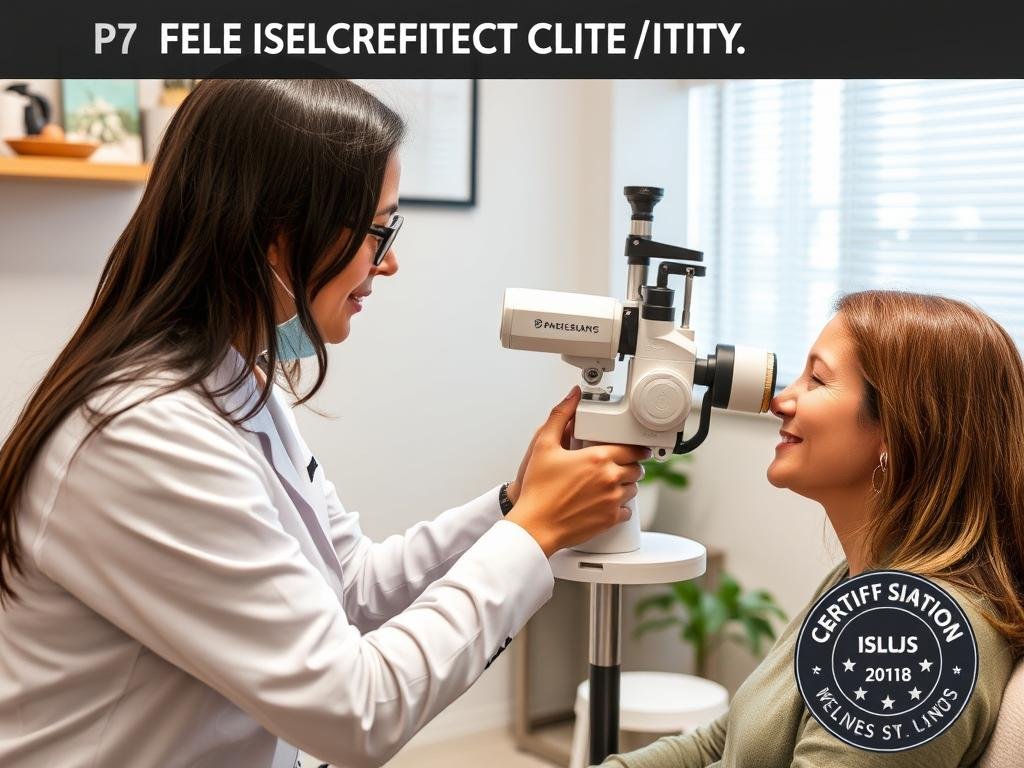 Iridologist working with a client showing the professional application of certification