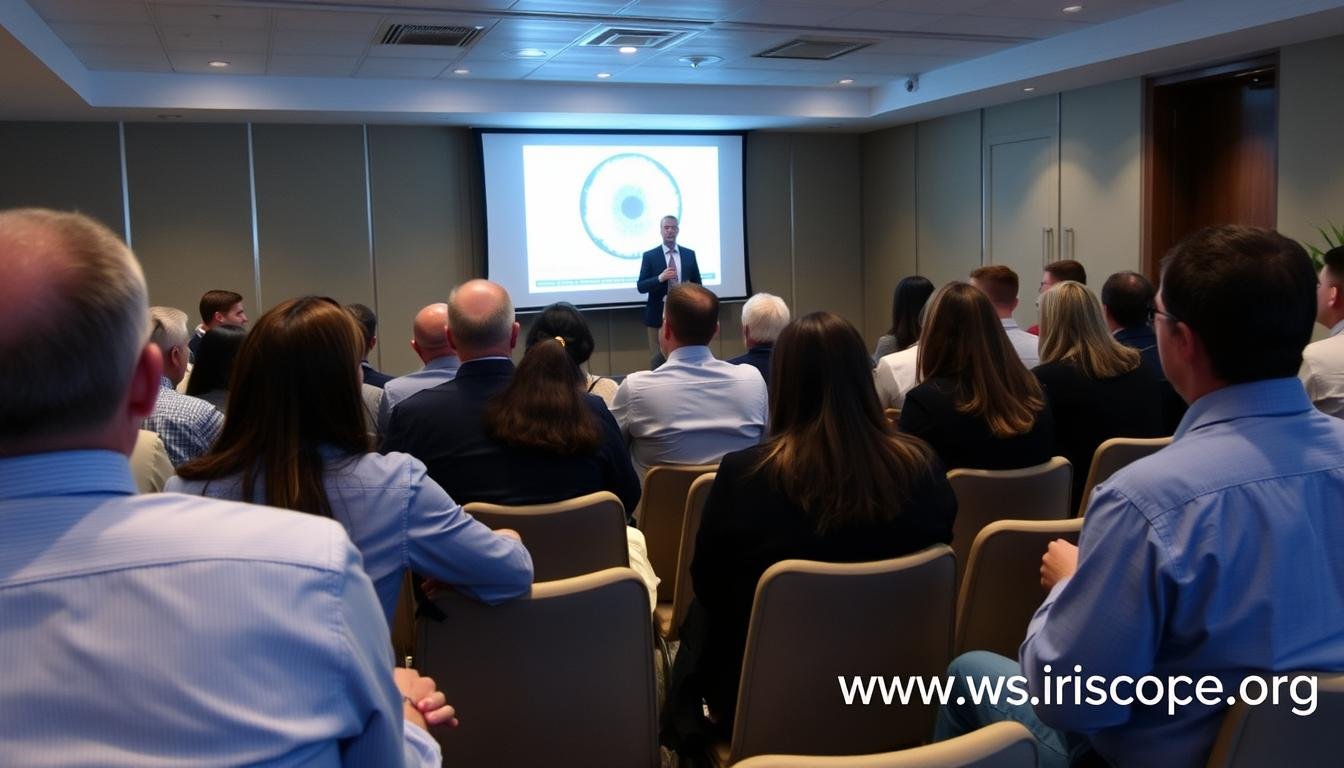 Iridology conference with professionals sharing knowledge