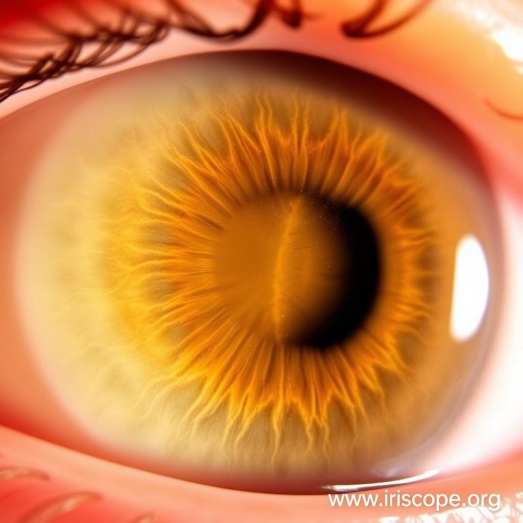 Iris showing immune system indicators in the collarette zone Iris showing immune system indicators in the collarette zone