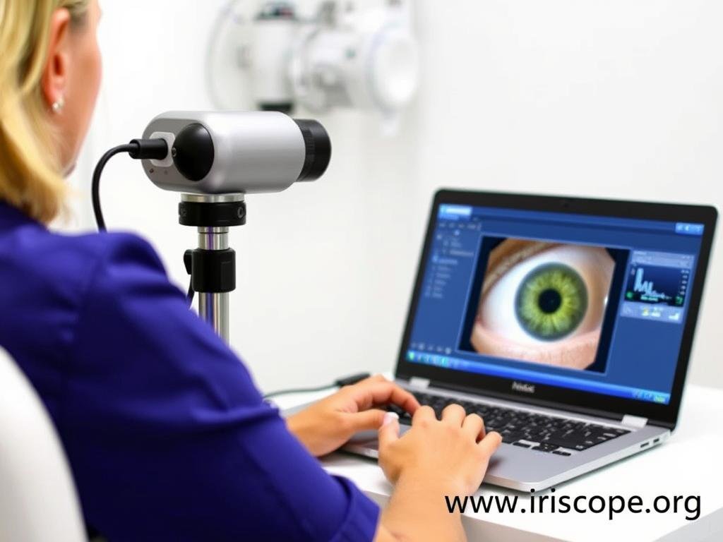 MAIKONG Iridology Camera Dino-Lite AM4113 in use capturing iris images