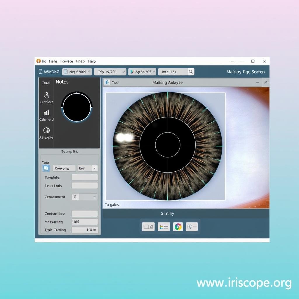 MAIKONG Iridology Software interface showing analysis features