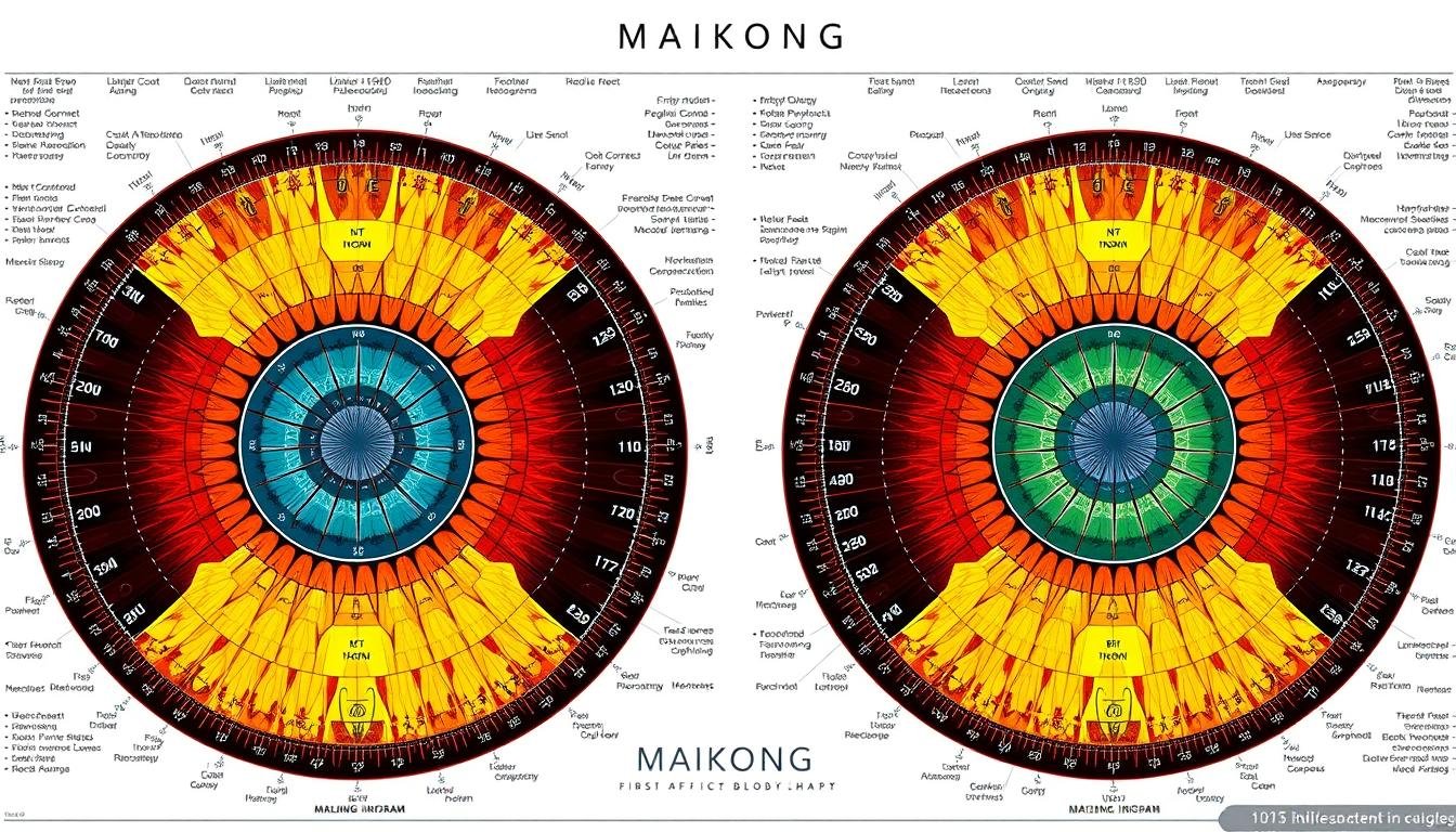MAIKONG detailed iridology chart showing comprehensive organ mapping