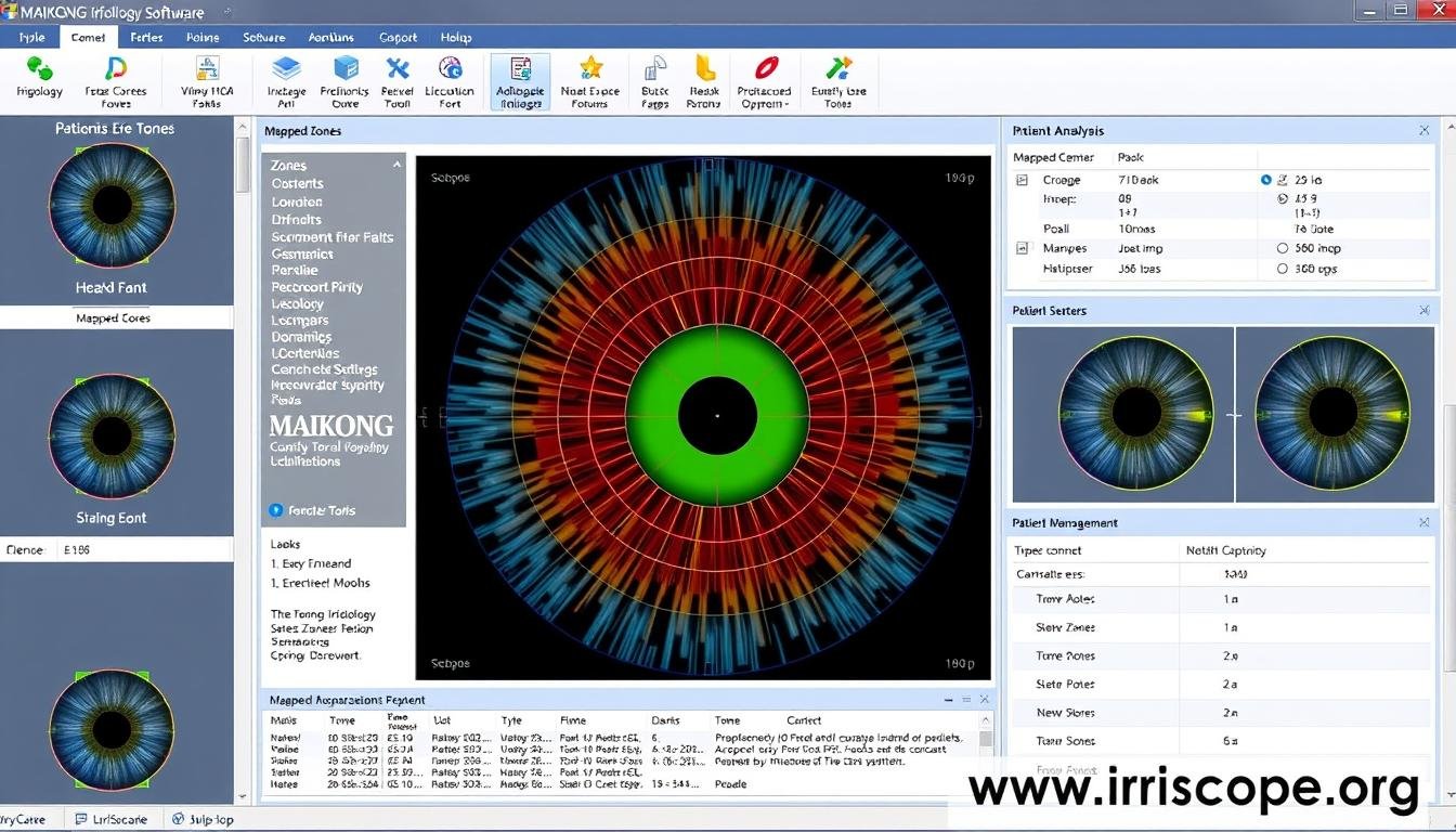 MAIKONG iridology software interface showing analysis features MAIKONG iridology software interface showing analysis features