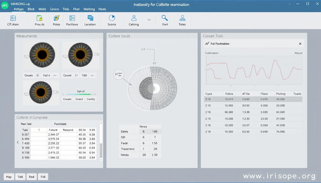 MAIKONG iridology software interface showing collarette analysis tools MAIKONG iridology software interface showing collarette analysis tools