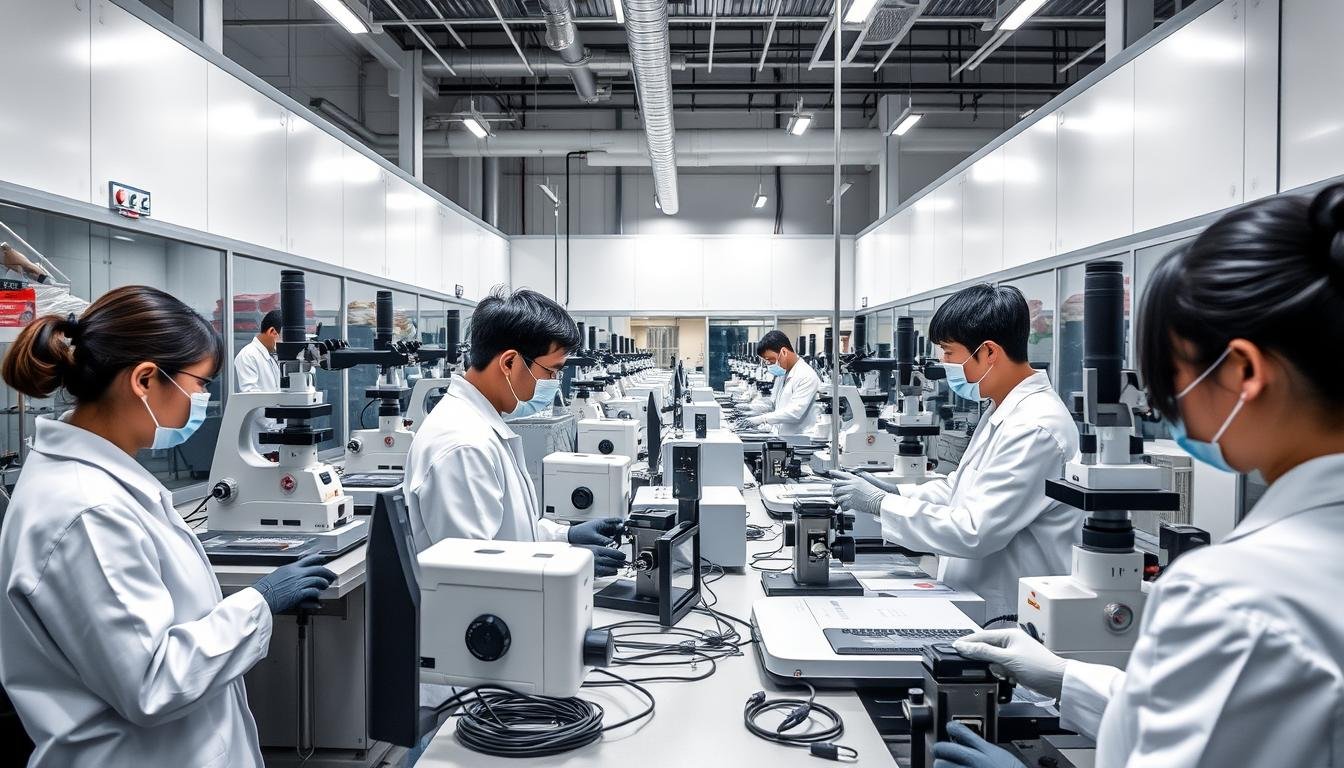 MAIKONG manufacturing facility producing high-quality iridology equipment for holistic health practitioners