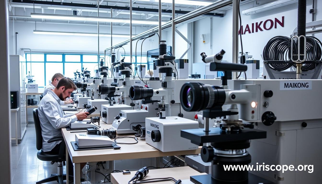 MAIKONG manufacturing facility producing high-quality iridology equipment