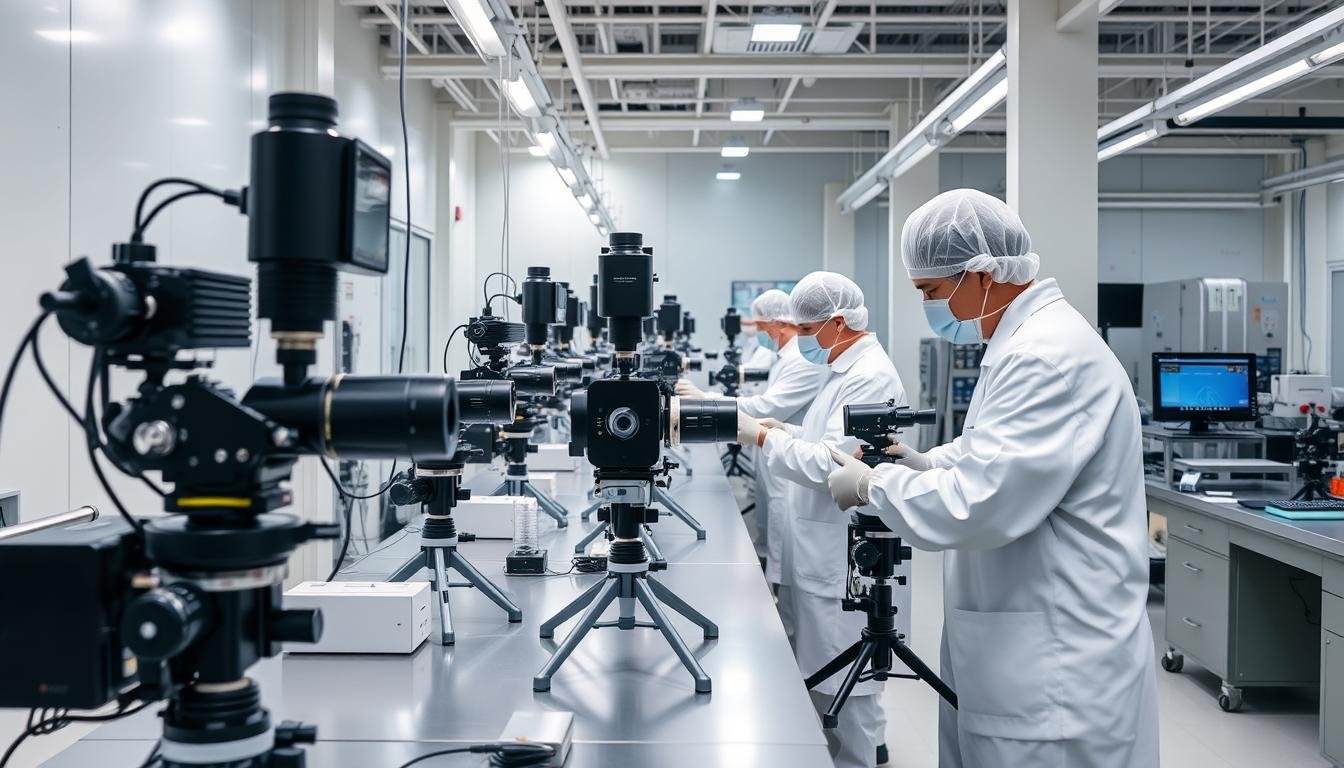 MAIKONG manufacturing facility showing quality control of iridology cameras