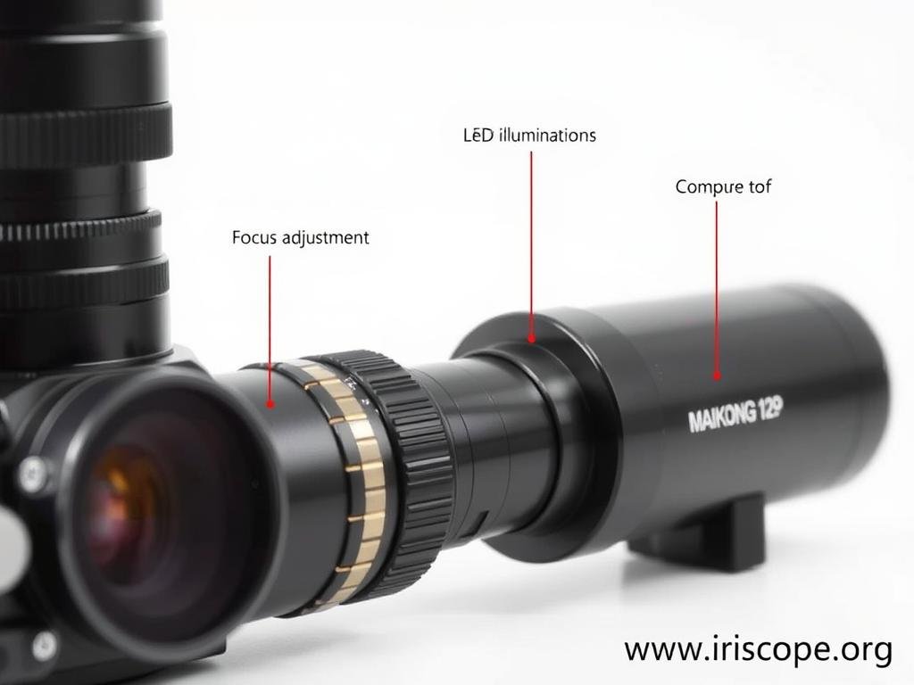 MAIKONG professional iridology camera with components labeled MAIKONG professional iridology camera with components labeled