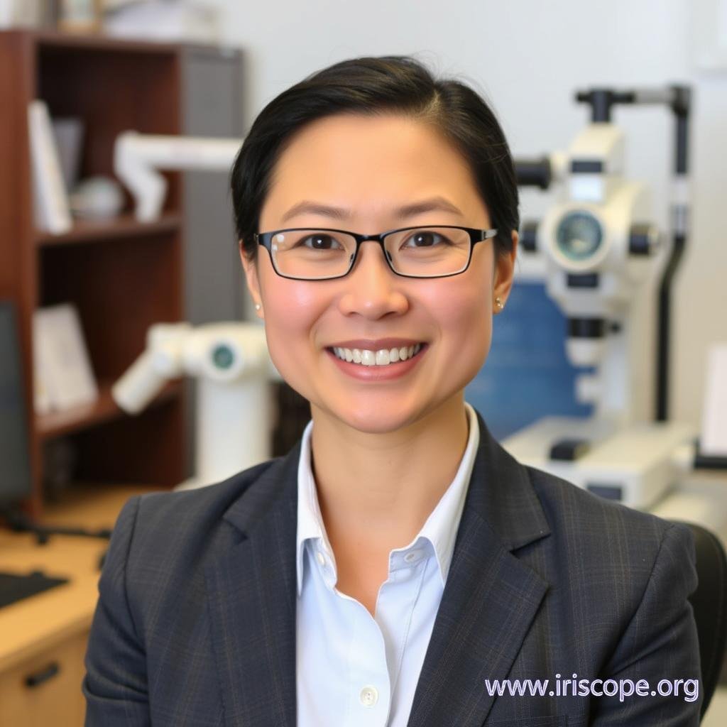 MAIKONG professional support team member assisting with iridology equipment