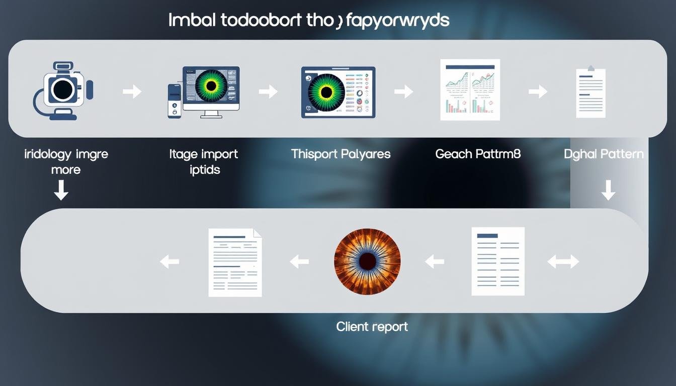 Step-by-step process of iridology diagnosis software analysis workflow