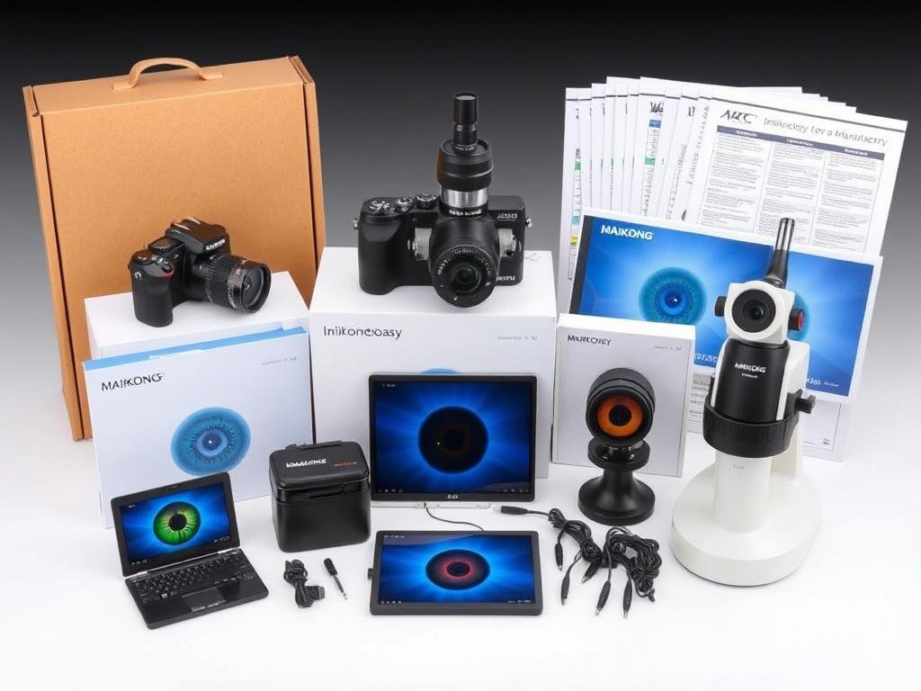 Various MAIKONG iridology equipment options including cameras and software Various MAIKONG iridology equipment options including cameras and software
