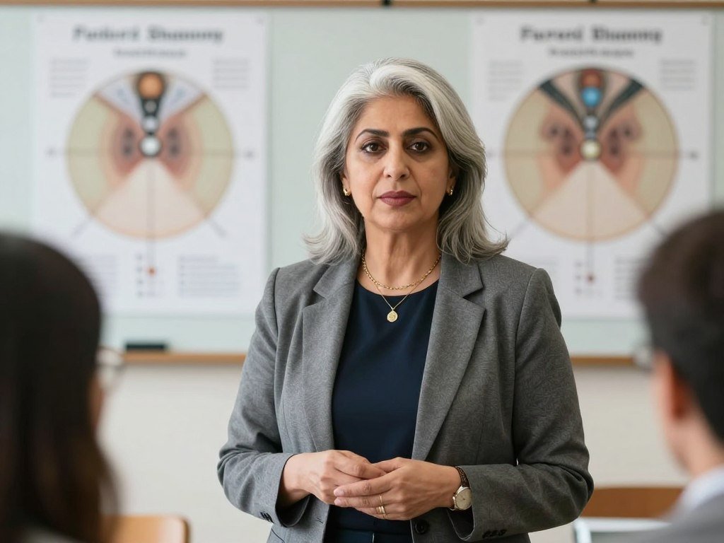 Farida Sharan teaching iridology techniques to students at the School of Natural Medicine
