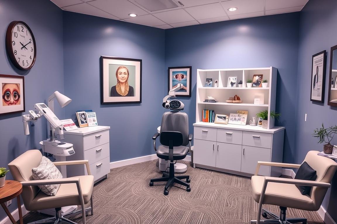 Iridologist's office with professional setup including MAIKONG equipment Iridologist's office with professional setup including MAIKONG equipment