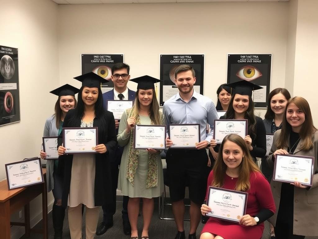 Iridology certification ceremony at an iridology school Iridology certification ceremony at an iridology school