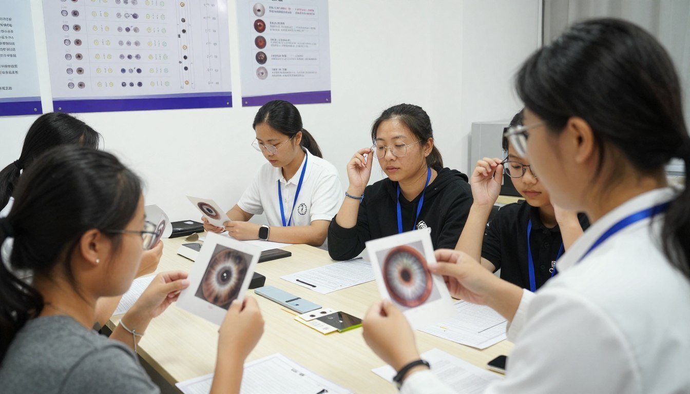 Iridology certification training session using Farida Sharan's methodology