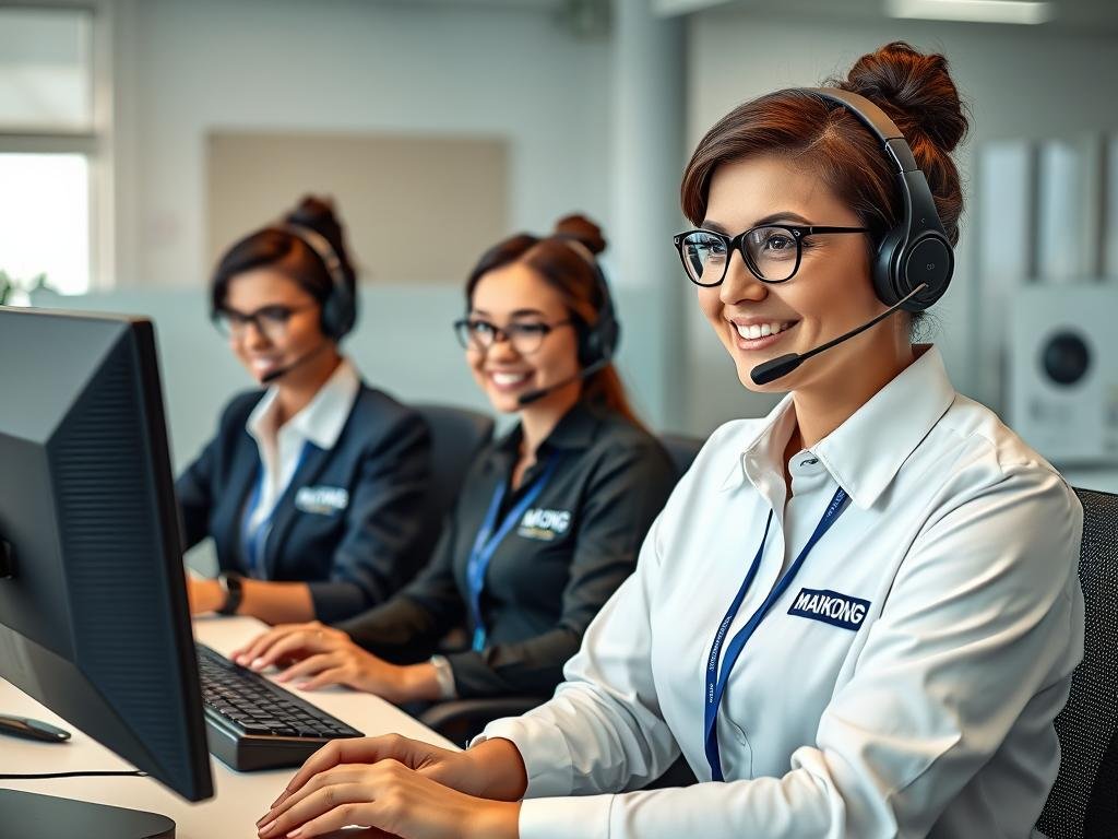 MAIKONG customer support team assisting with behavioral iridology equipment