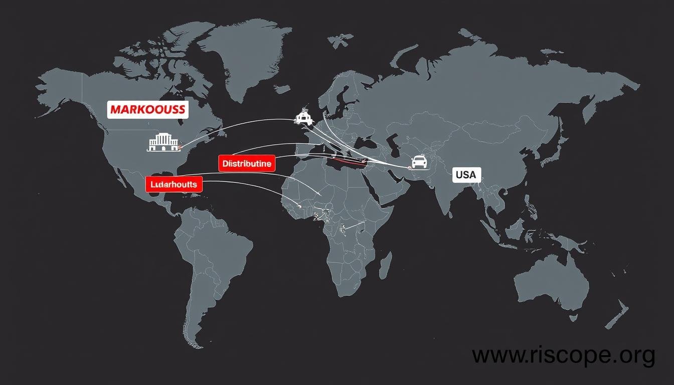 MAIKONG distribution network map showing global reach and warehouse locations