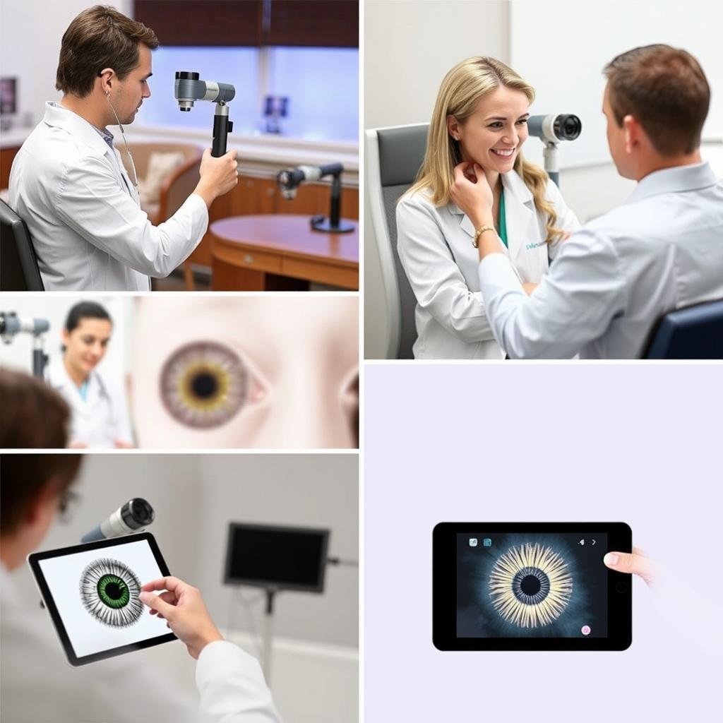 Portable MAIKONG Iridology Camera being used in different clinical settings