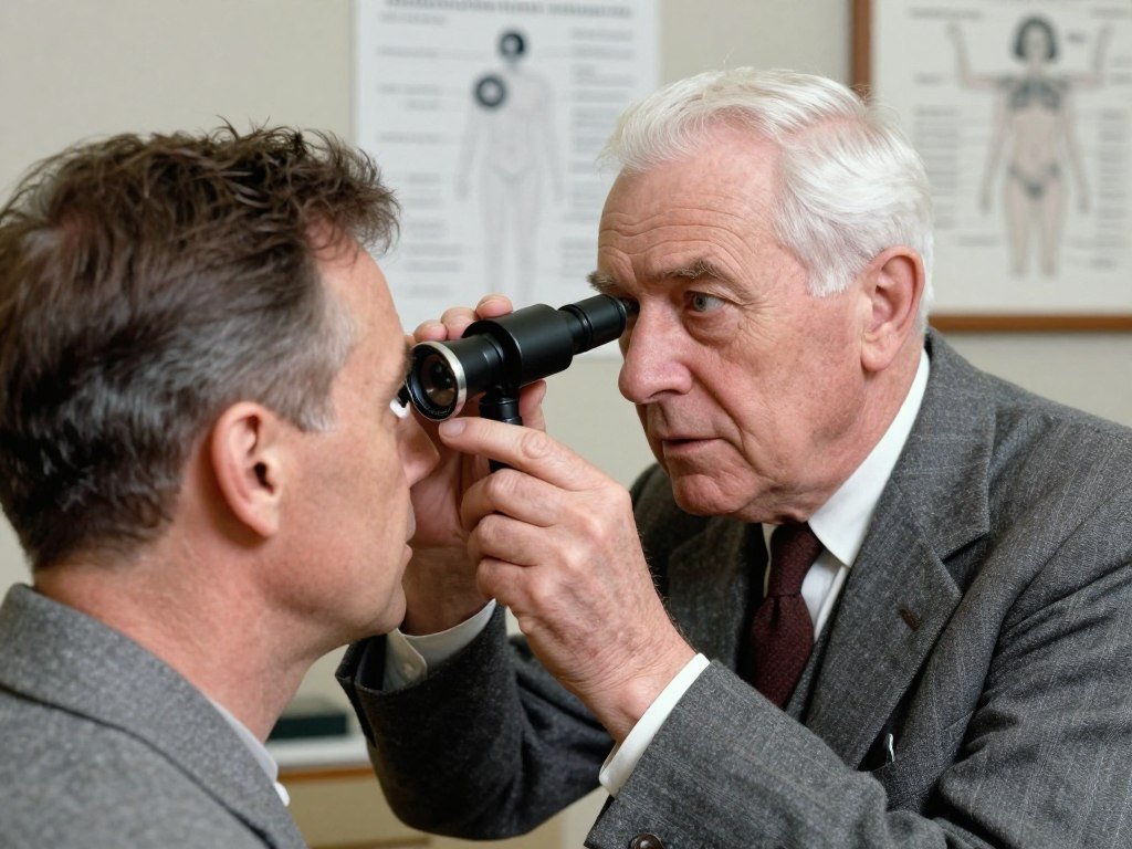 Bernard Jensen demonstrating iridology analysis techniques