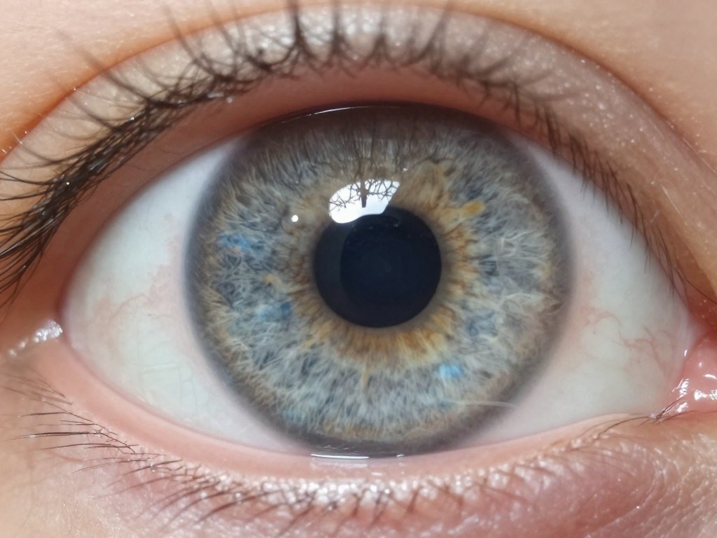 Close-up of human iris showing markings and patterns examined in iridology practice