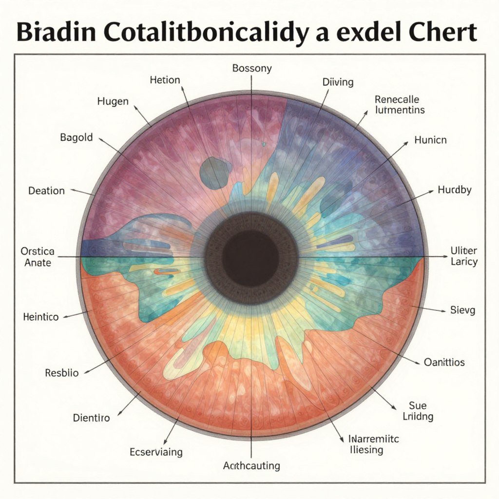 Detailed iridology chart showing organ correlations in the iris