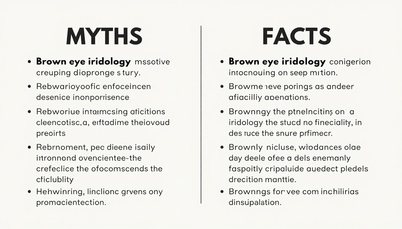 Educational diagram separating myths from facts about brown eye iridology