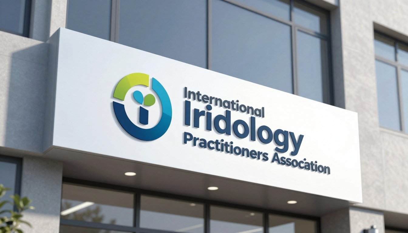 International Iridology Practitioners Association headquarters building with their logo prominently displayed