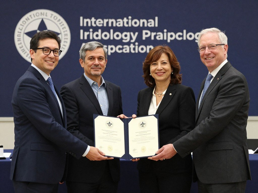 Iridology certification ceremony with practitioners receiving their credentials