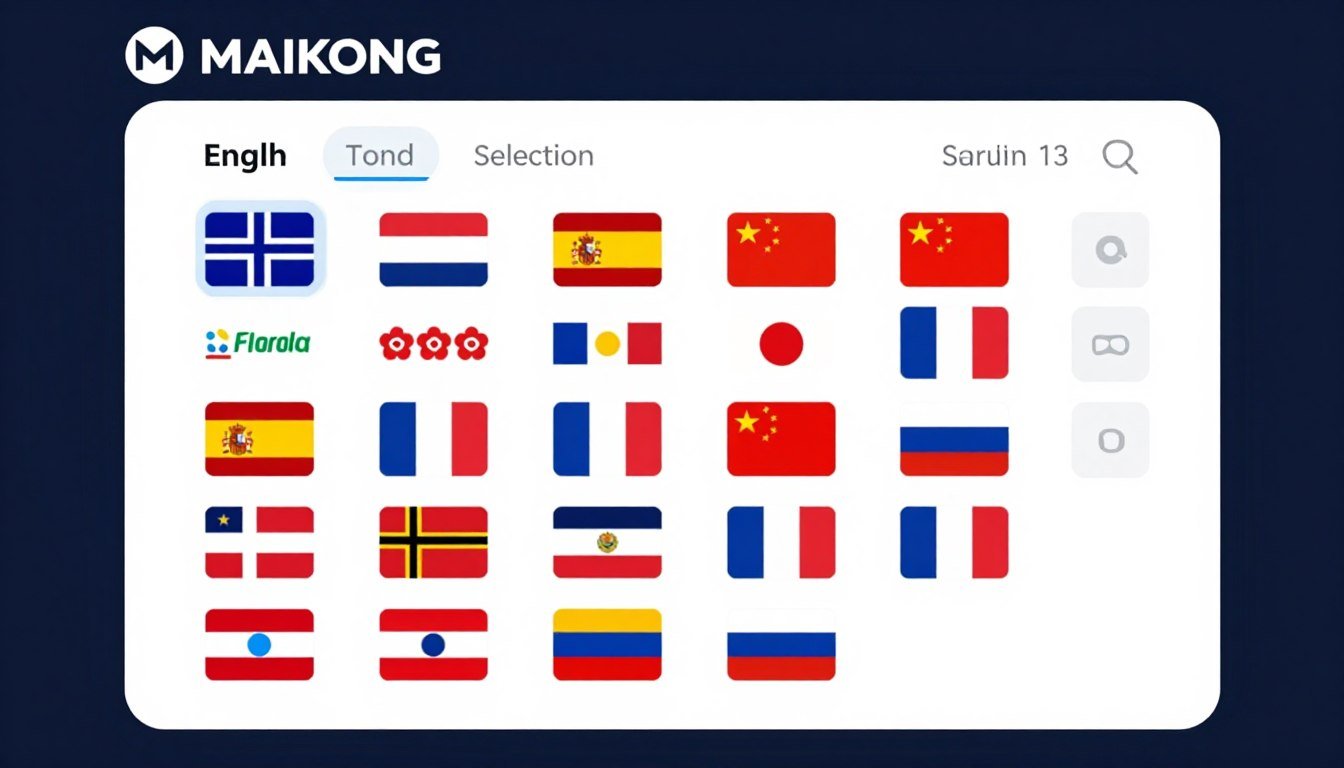 MAIKONG software interface showing multiple language options