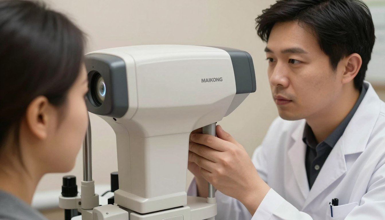 Professional iridologist using a properly maintained MAIKONG iridology camera