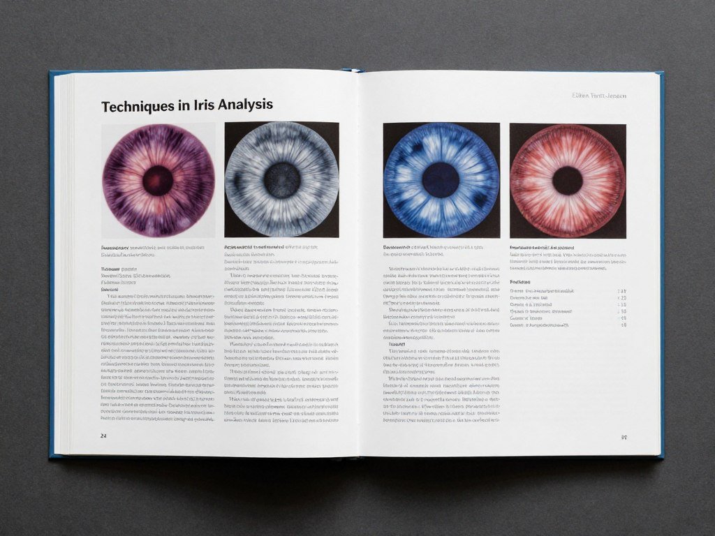 Advanced iris analysis techniques book showing detailed constitutional analysis methods