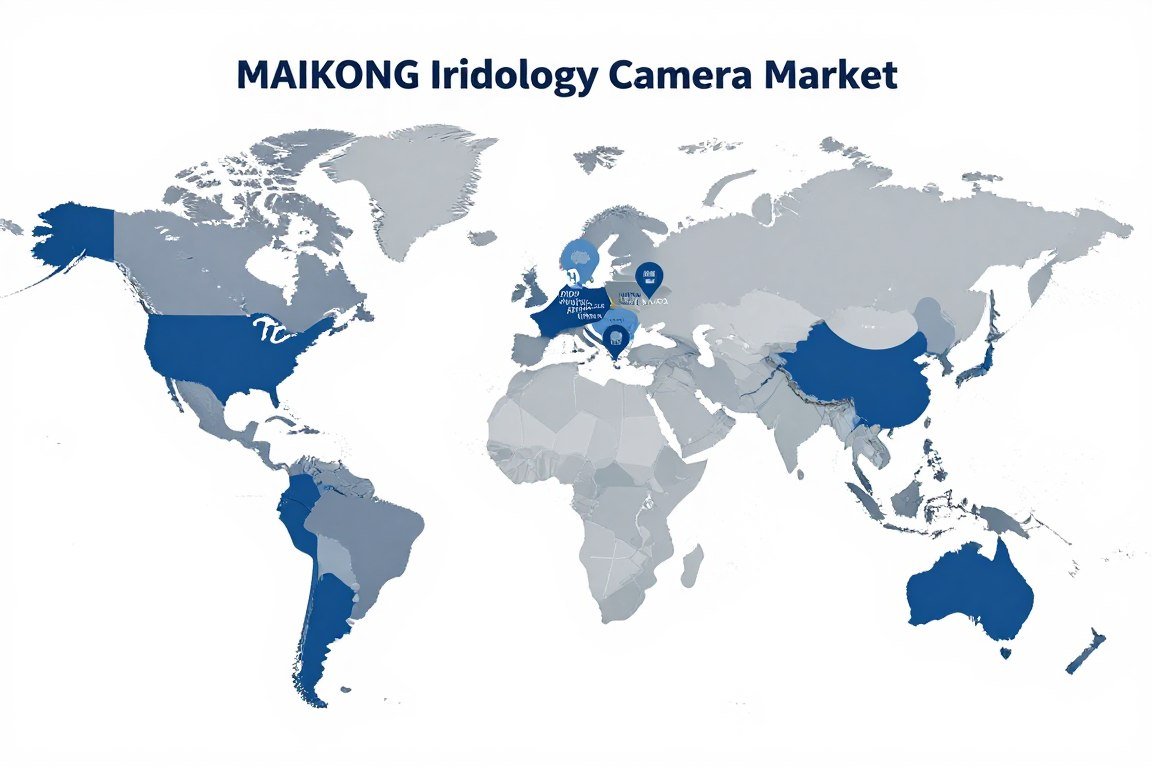 World map highlighting MAIKONG distribution regions and warehouse locations