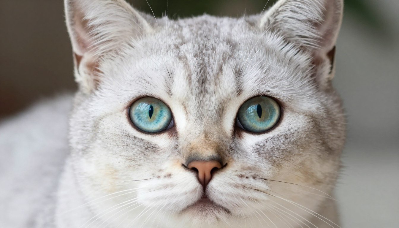 Healthy cat with clear, vibrant eyes showing iris detail